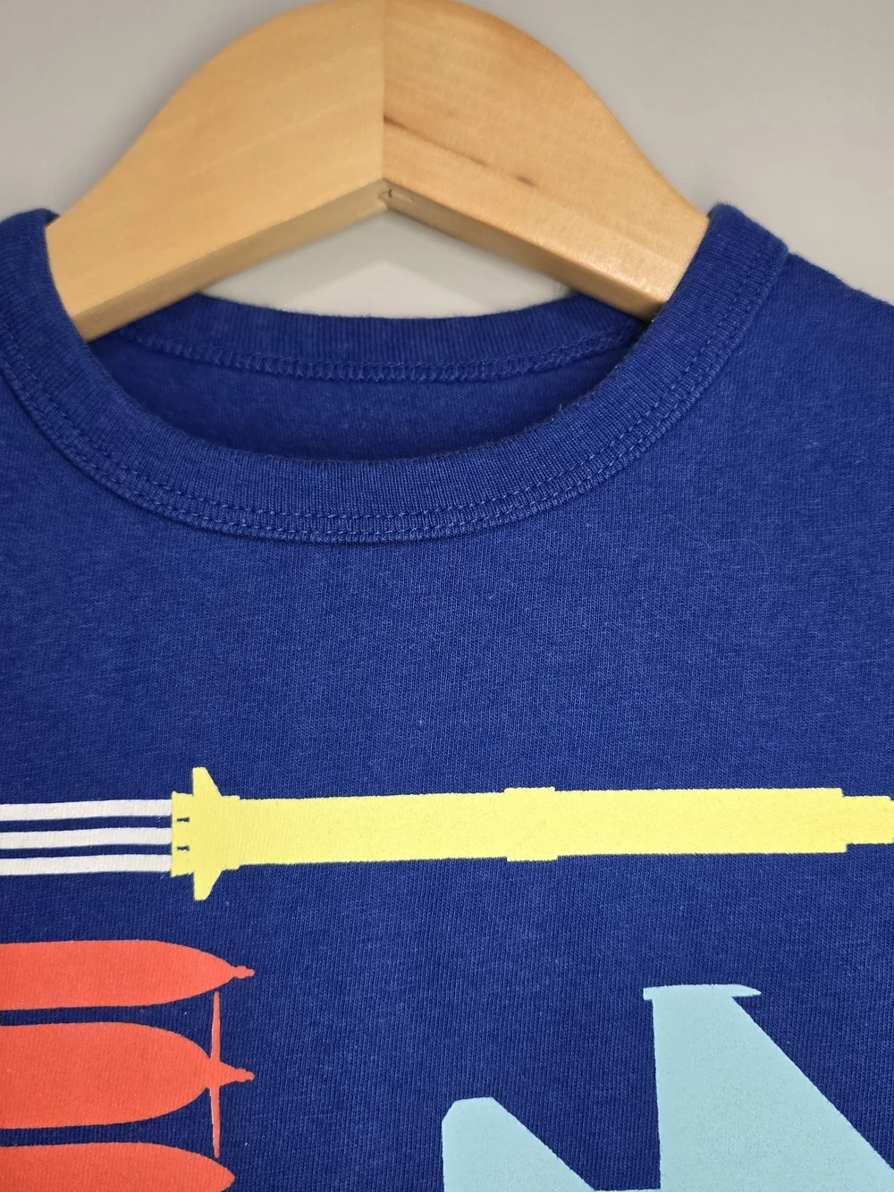 GAP Baby Royal Blue Airctaft Toddler Tee.Tick Cotton Shirt.